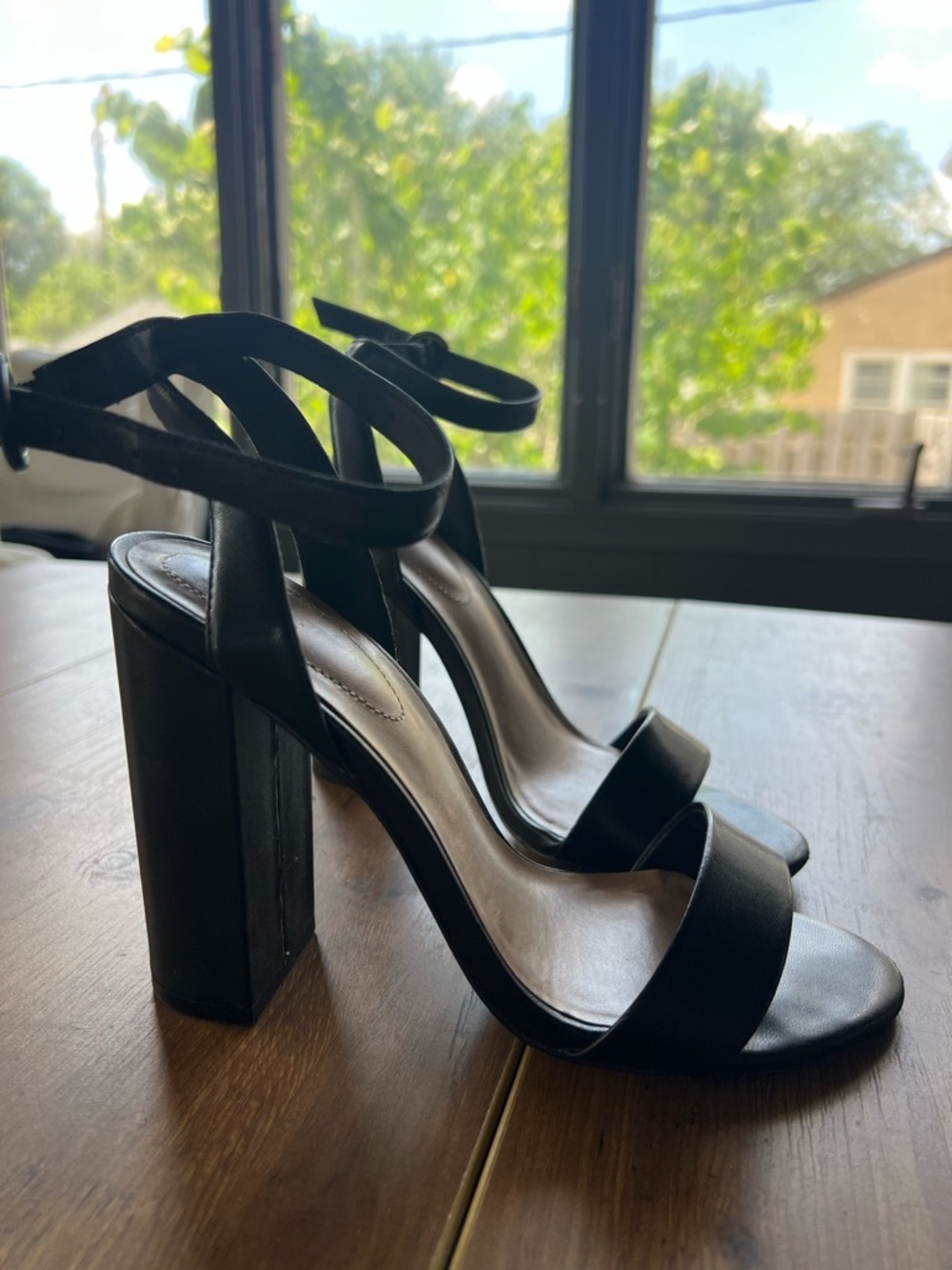 Black Block Heels Sandals - Picture 2 of 5